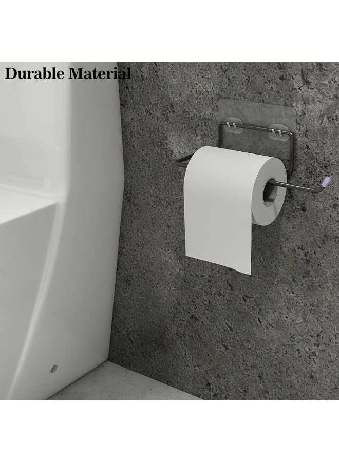 Dunekart Self Adhesive Toilet Paper Holder Stand, No Drill Wall Mount Stainless Steel Tissue Roll Hanger, Bathroom Accessories Organizer - Black (Pack of 1) - Image 2